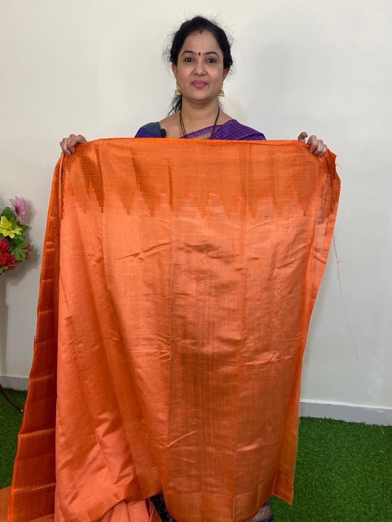 Kanakambaram Colored Soft Semi Chanderi with Kanchi and Temple zari