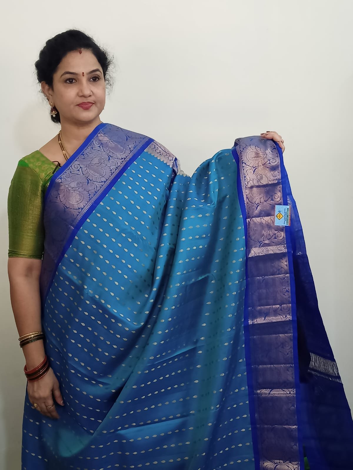 Copper Sulphate Blue With Royal Blue Colour With Kanchi Pattu Saree