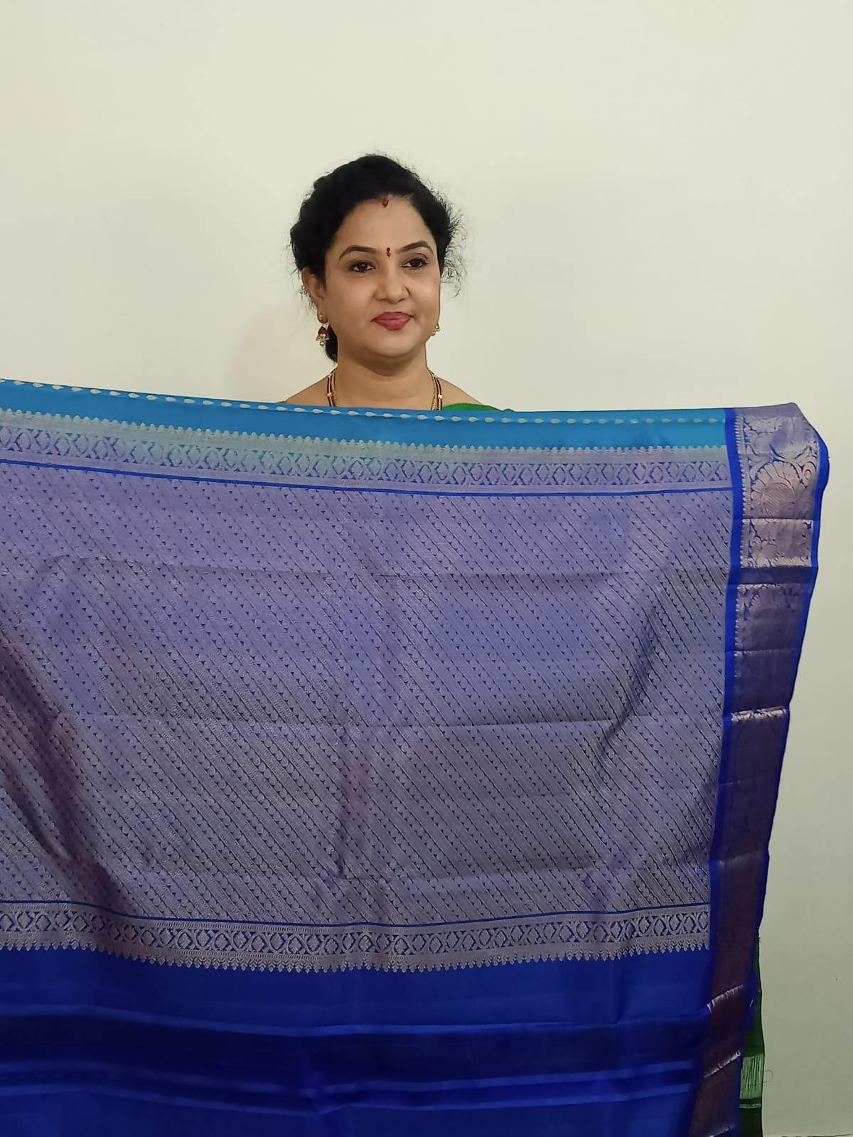 Copper Sulphate Blue With Royal Blue Colour With Kanchi Pattu Saree