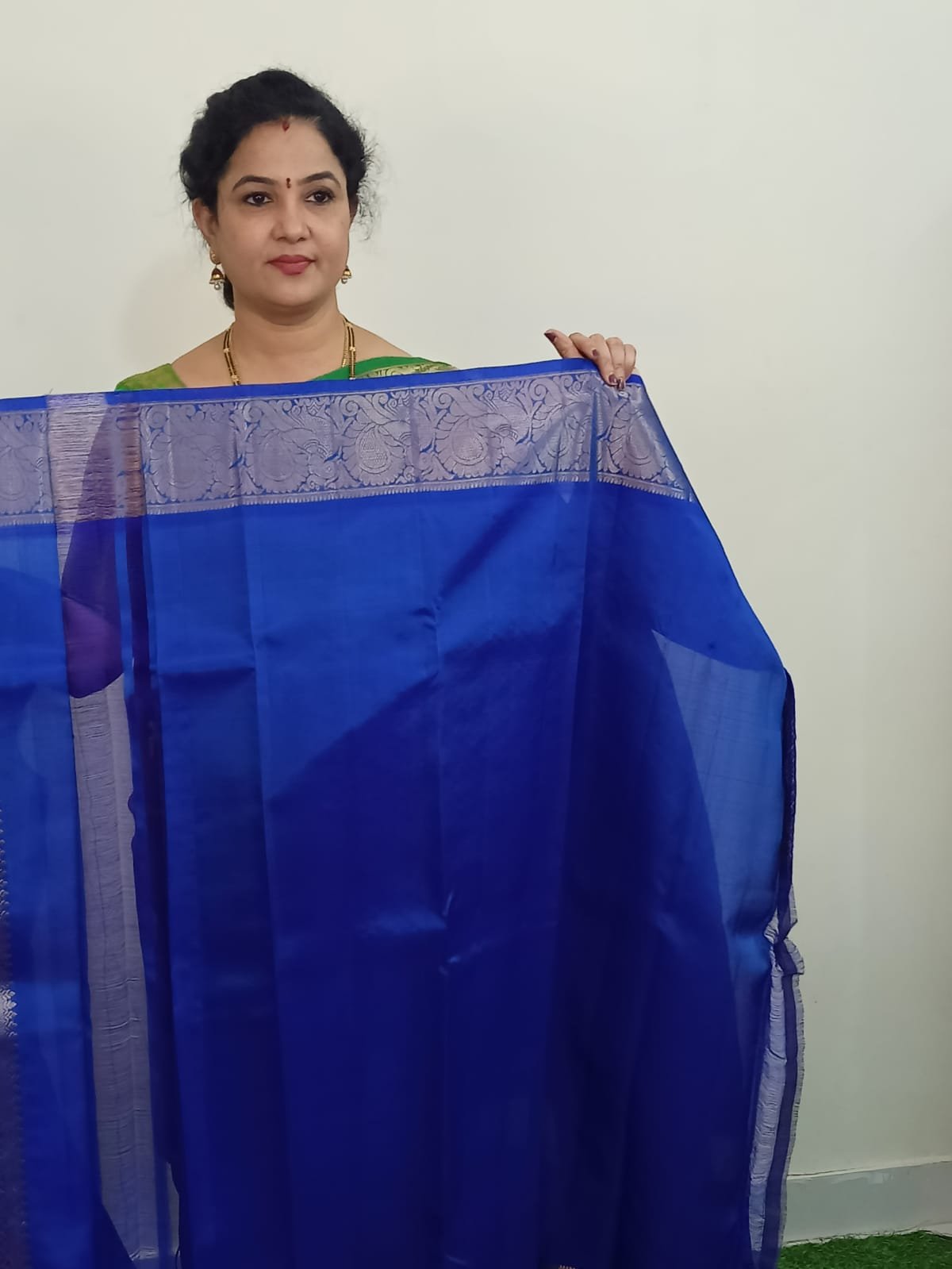 Copper Sulphate Blue With Royal Blue Colour With Kanchi Pattu Saree