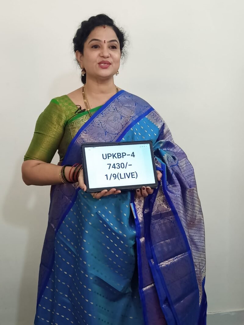 Copper Sulphate Blue With Royal Blue Colour With Kanchi Pattu Saree